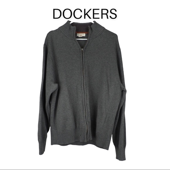 Dockers L gray zipper front sweater - Picture 1 of 6